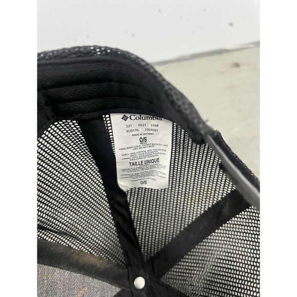 Columbia Hat Cap Snap Back Black Gray Patch Outdoors Hiking Trucker Mens - Picture 6 of 6